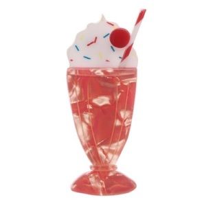 Erstwilder Shake, Rattle & Roll Brooch Pink Milkshake Rare